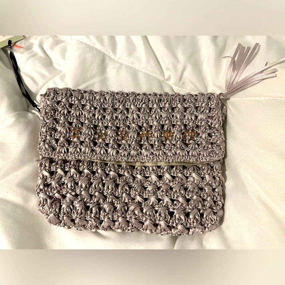 NWT Ambre Babzoe Pearl Woven Wenny Clutch